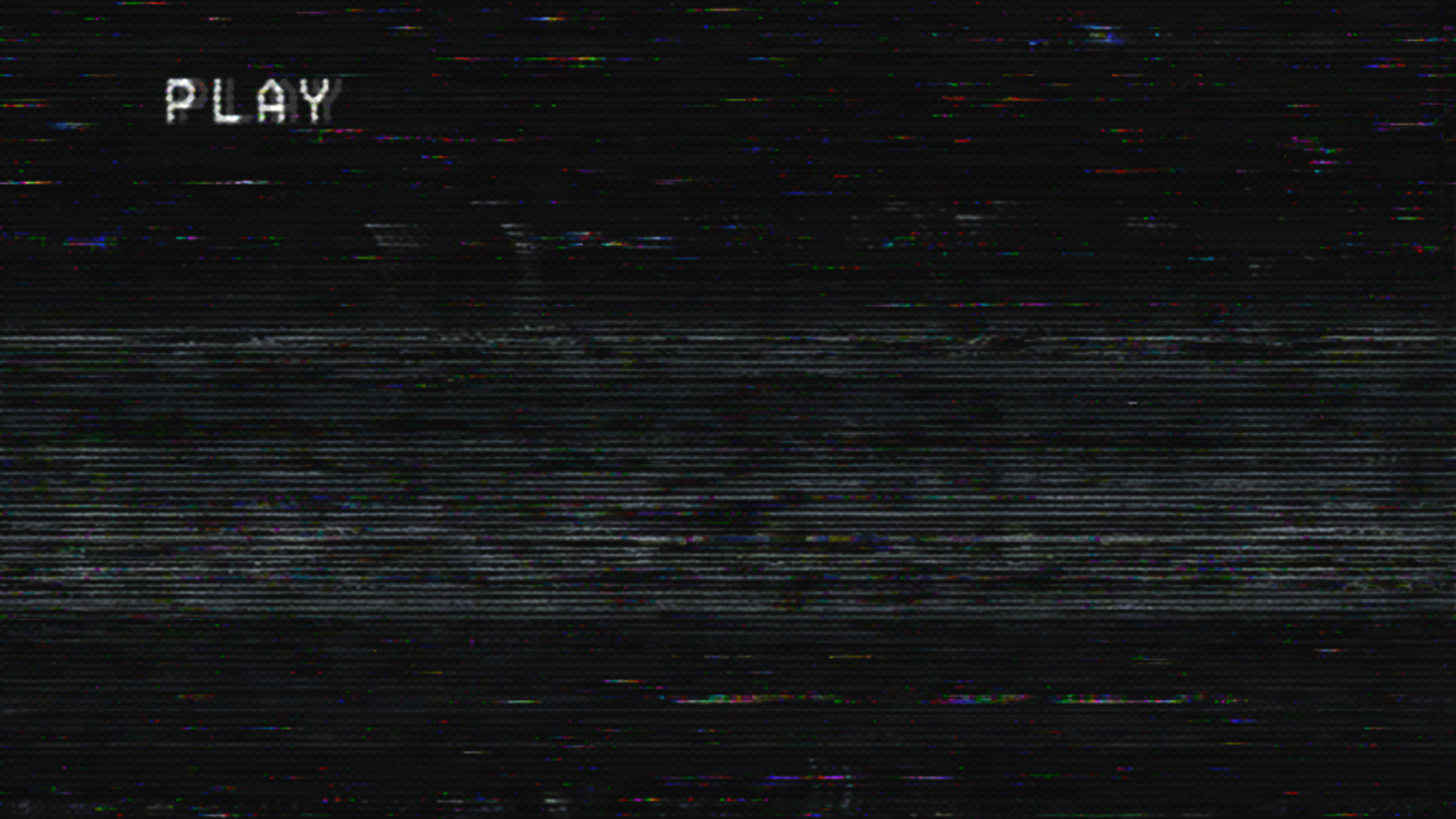 image is black static TV with 80's font with PLAY inscribed top left