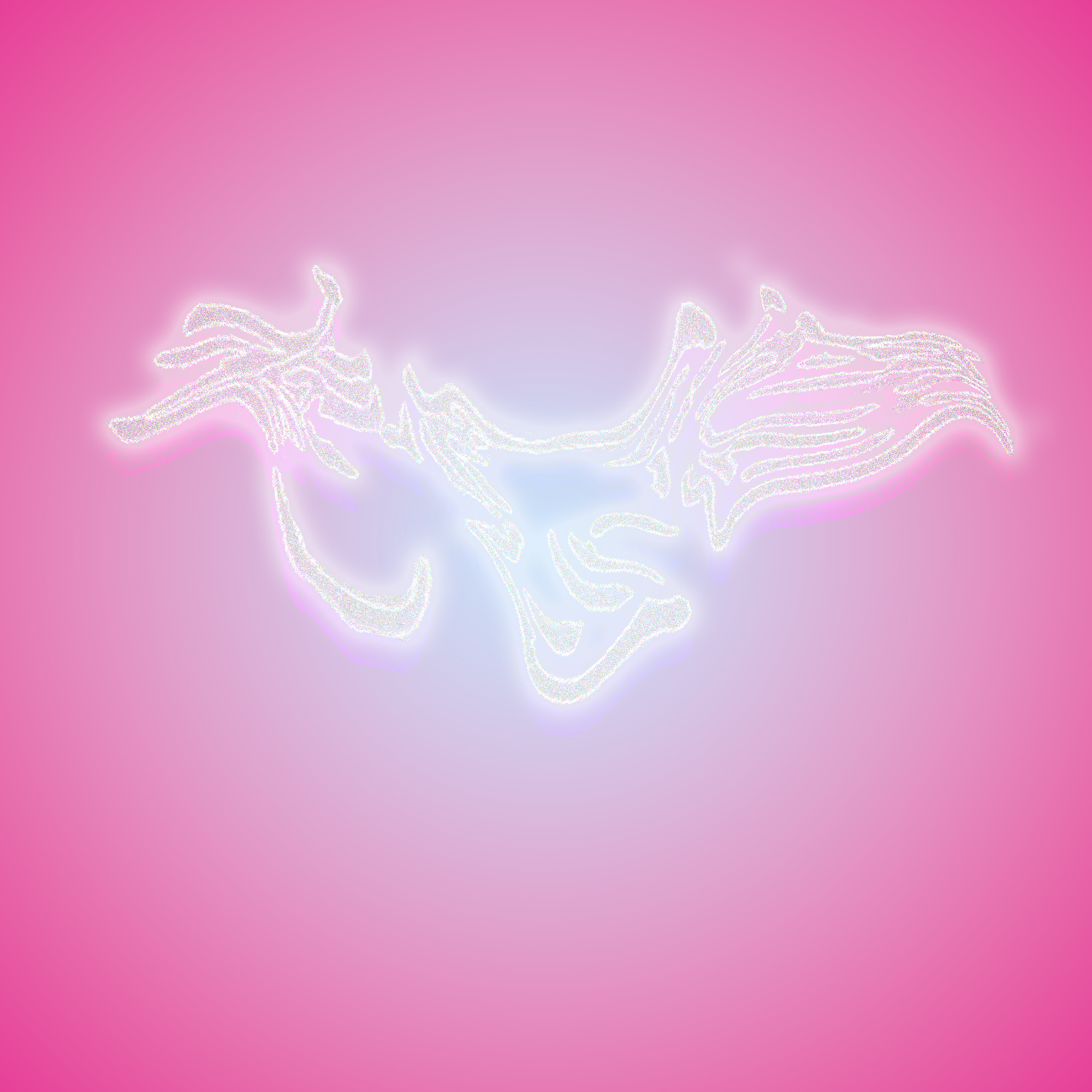 Glowing white text with the lyrics “在哪里” (which translates to “where” or literally “at what place?”) from Teresa Teng’s song 甜蜜蜜 (Sweet On You) on a gradient, glowing pink and blue background.